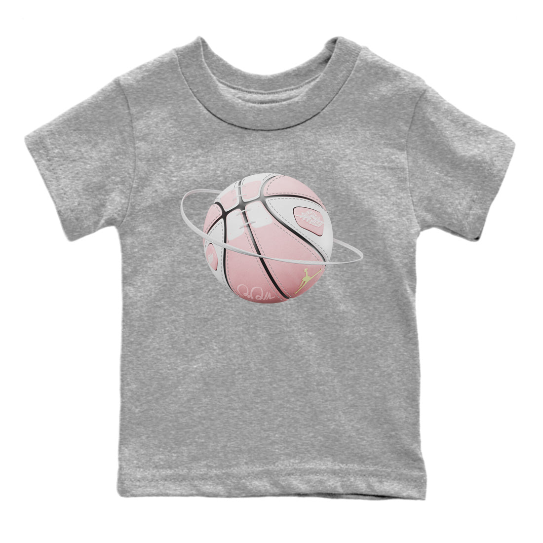 AJ1 Retro High OG Washed Pink Sneaker Match Tees Basketball Planet Sneaker Tees AJ1 Retro High OG Washed Pink Sneaker Release Tees Kids Shirts Heather Grey 2