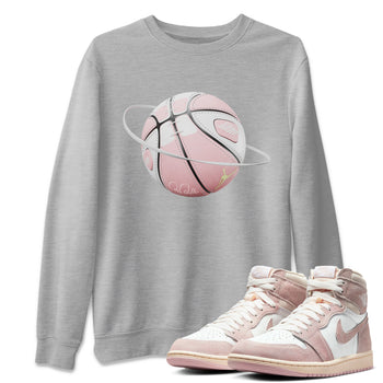 AJ1 Retro High OG Washed Pink Sneaker Match Tees Basketball Planet Sneaker Tees AJ1 Retro High OG Washed Pink Sneaker Release Tees Unisex Shirts Heather Grey 1