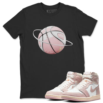 AJ1 Retro High OG Washed Pink Sneaker Match Tees Basketball Planet Sneaker Tees AJ1 Retro High OG Washed Pink Sneaker Release Tees Unisex Shirts Black 1