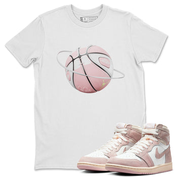 AJ1 Retro High OG Washed Pink Sneaker Match Tees Basketball Planet Sneaker Tees AJ1 Retro High OG Washed Pink Sneaker Release Tees Unisex Shirts White 1