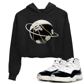 Air Jordan 11 Gratitude shirt to match jordans Basketball Planet sneaker tees AJ11 Gratitude SNRT Sneaker Release Tees Black 1 Crop T-Shirt
