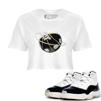 Air Jordan 11 Gratitude shirt to match jordans Basketball Planet sneaker tees AJ11 Gratitude SNRT Sneaker Release Tees White 1 Crop T-Shirt