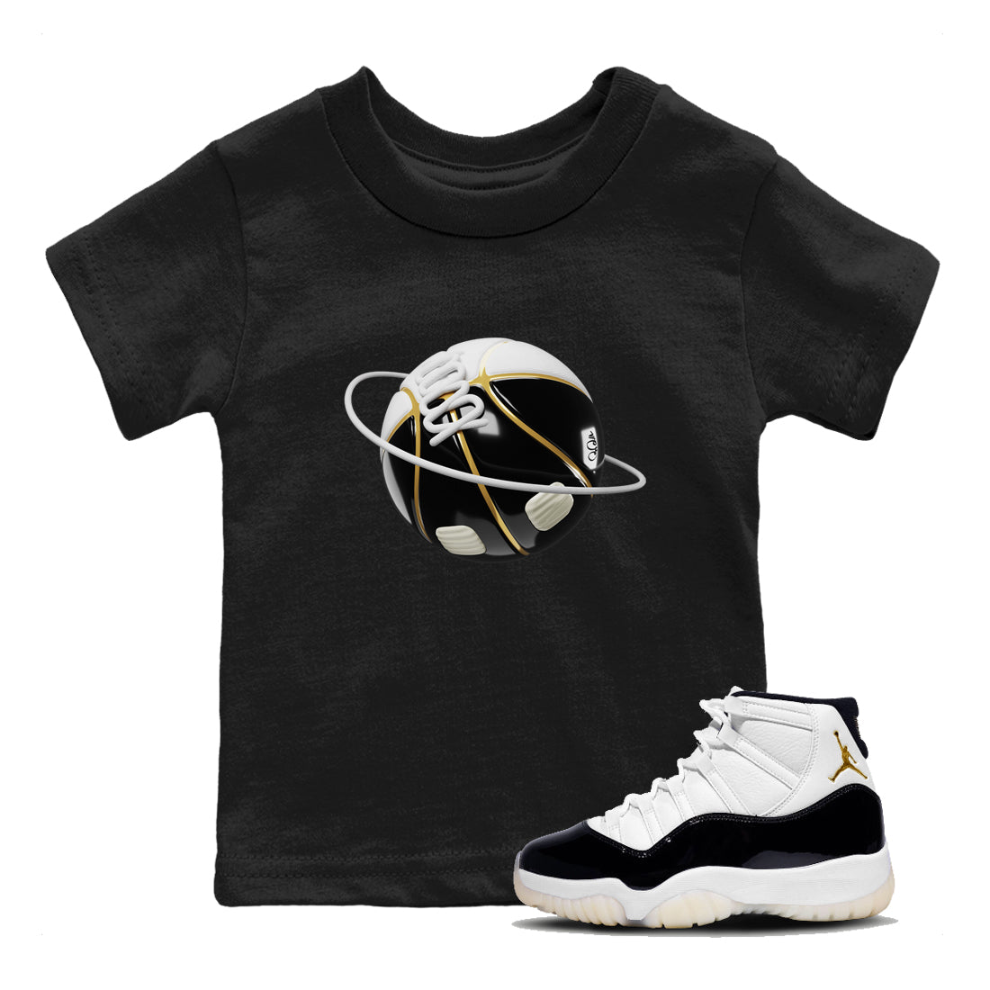 Air Jordan 11 Gratitude shirt to match jordans Basketball Planet sneaker tees AJ11 Gratitude SNRT Sneaker Release Tees Baby Toddler Black 1 T-Shirt