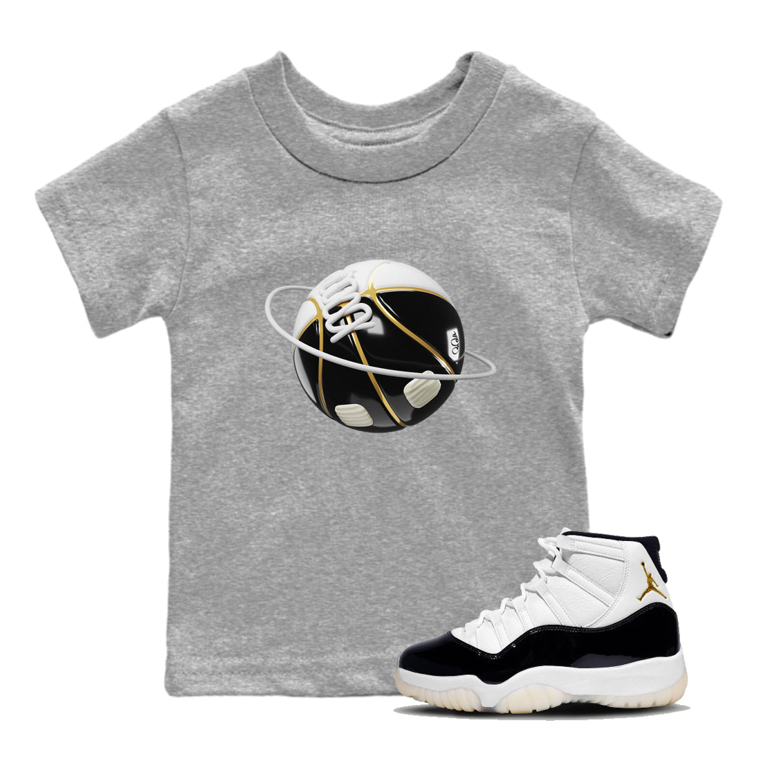Air Jordan 11 Gratitude shirt to match jordans Basketball Planet sneaker tees AJ11 Gratitude SNRT Sneaker Release Tees Baby Toddler Heather Grey 1 T-Shirt