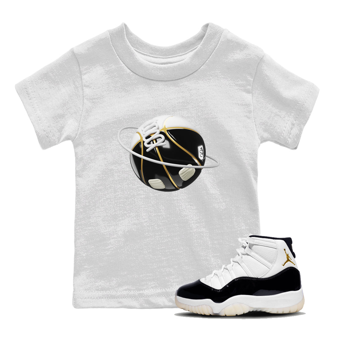 Air Jordan 11 Gratitude shirt to match jordans Basketball Planet sneaker tees AJ11 Gratitude SNRT Sneaker Release Tees Baby Toddler White 1 T-Shirt