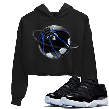 Air Jordan 11 Space shirt to match jordans Basketball Planet sneaker tees AJ11 Black and Varsity Royal SNRT Sneaker Release Tees Black 1 crop length shirt