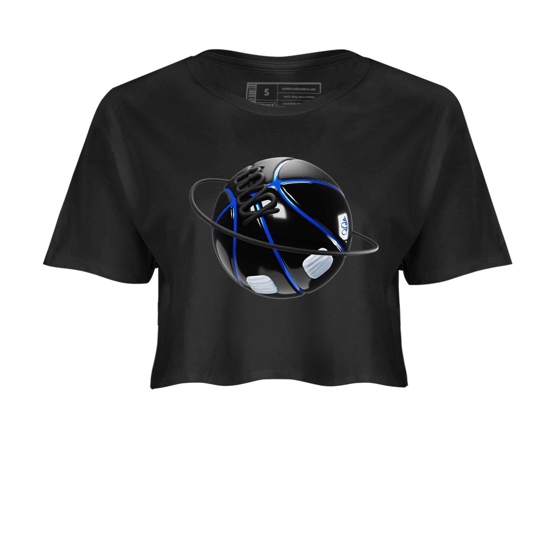 Air Jordan 11 Space shirt to match jordans Basketball Planet sneaker tees AJ11 Black and Varsity Royal SNRT Sneaker Release Tees Black 2 crop length shirt