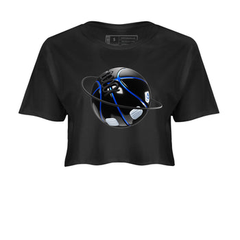 Air Jordan 11 Space shirt to match jordans Basketball Planet sneaker tees AJ11 Black and Varsity Royal SNRT Sneaker Release Tees Black 2 crop length shirt