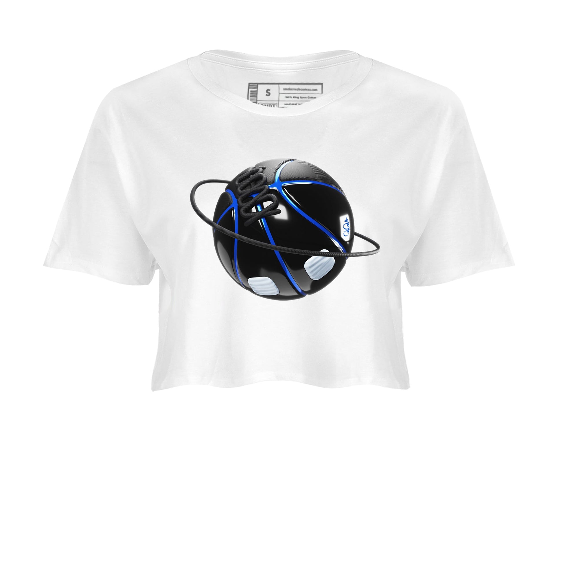 Air Jordan 11 Space shirt to match jordans Basketball Planet sneaker tees AJ11 Black and Varsity Royal SNRT Sneaker Release Tees White 2 crop length shirt