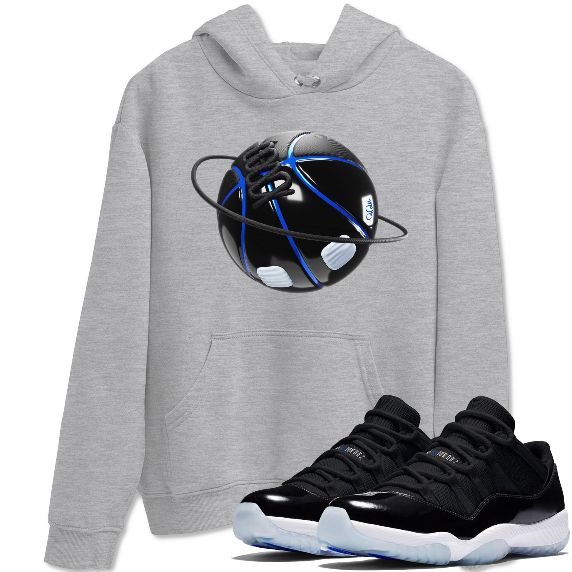 Air Jordan 11 Space shirt to match jordans Basketball Planet sneaker tees AJ11 Black and Varsity Royal SNRT Sneaker Release Tees unisex cotton Heather Grey 1 crew neck shirt