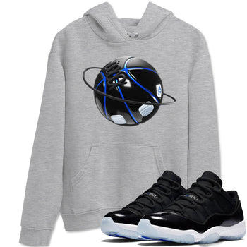 Air Jordan 11 Space shirt to match jordans Basketball Planet sneaker tees AJ11 Black and Varsity Royal SNRT Sneaker Release Tees unisex cotton Heather Grey 1 crew neck shirt