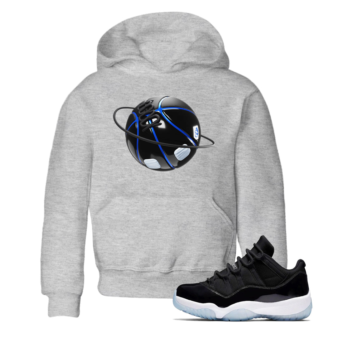 Air Jordan 11 Space shirt to match jordans Basketball Planet sneaker tees AJ11 Black and Varsity Royal SNRT sneaker release tees baby toddler Heather Grey 1 cotton Shirt