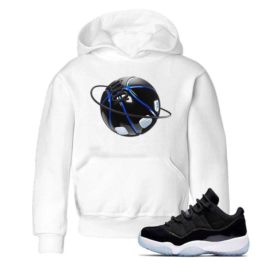 Air Jordan 11 Space shirt to match jordans Basketball Planet sneaker tees AJ11 Black and Varsity Royal SNRT sneaker release tees baby toddler White 1 cotton Shirt