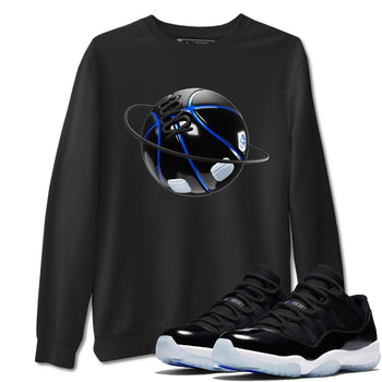 Air Jordan 11 Space shirt to match jordans Basketball Planet sneaker tees AJ11 Black and Varsity Royal SNRT Sneaker Release Tees unisex cotton Black 1 crew neck shirt