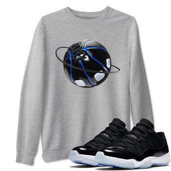 Air Jordan 11 Space shirt to match jordans Basketball Planet sneaker tees AJ11 Black and Varsity Royal SNRT Sneaker Release Tees unisex cotton Heather Grey 1 crew neck shirt