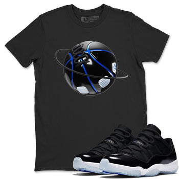 Air Jordan 11 Space shirt to match jordans Basketball Planet sneaker tees AJ11 Black and Varsity Royal SNRT Sneaker Release Tees unisex cotton Black 1 crew neck shirt