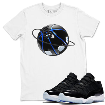 Air Jordan 11 Space shirt to match jordans Basketball Planet sneaker tees AJ11 Black and Varsity Royal SNRT Sneaker Release Tees unisex cotton White 1 crew neck shirt
