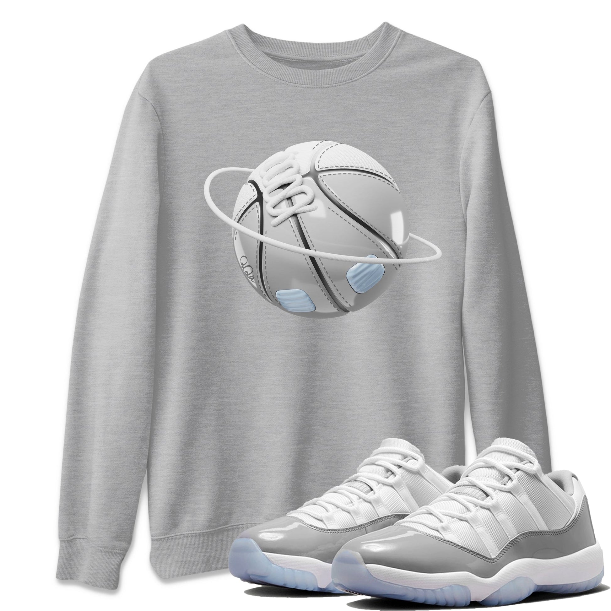 Air Jordan 11 White Cement Sneaker Match Tees Basketball Planet Sneaker Tees Air Jordan 11 Cement Grey Sneaker Release Tees Unisex Shirts Heather Grey 1