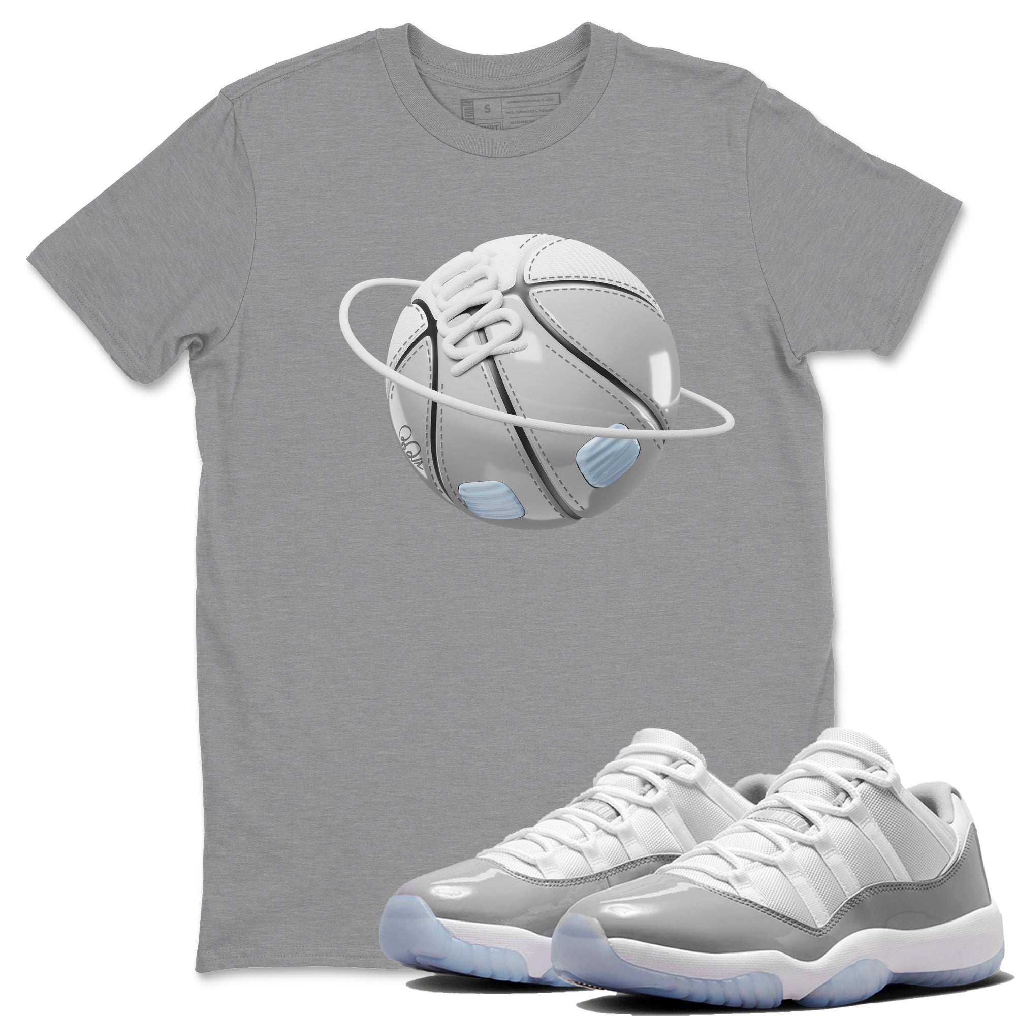 Air Jordan 11 White Cement Basketball Planet Crew Neck Sneaker Tees Air Jordan 11 Cement Grey Sneaker T-Shirts Size Chart