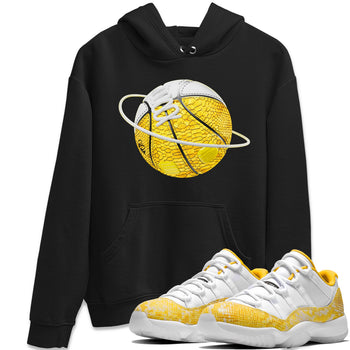 Air Jordan 11 Yellow Python Sneaker Match Tees Basketball Planet Sneaker Tees AJ11 Yellow Python Sneaker Release Tees Unisex Shirts Black 1