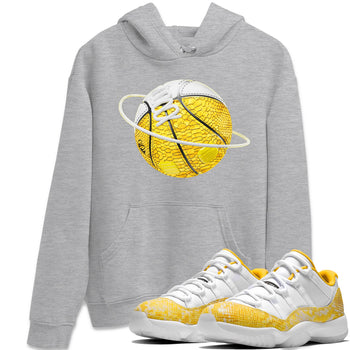Air Jordan 11 Yellow Python Sneaker Match Tees Basketball Planet Sneaker Tees AJ11 Yellow Python Sneaker Release Tees Unisex Shirts Heather Grey 1