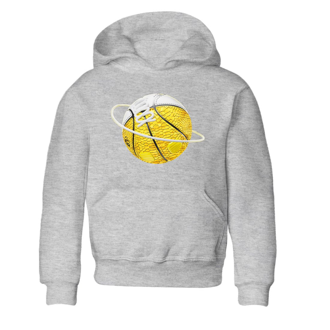 Air Jordan 11 Yellow Python Sneaker Match Tees Basketball Planet Sneaker Tees AJ11 Yellow Python Sneaker Release Tees Kids Shirts Heather Grey 2