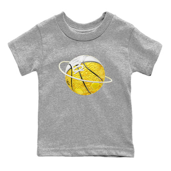 Air Jordan 11 Yellow Python Sneaker Match Tees Basketball Planet Sneaker Tees AJ11 Yellow Python Sneaker Release Tees Kids Shirts Heather Grey 2