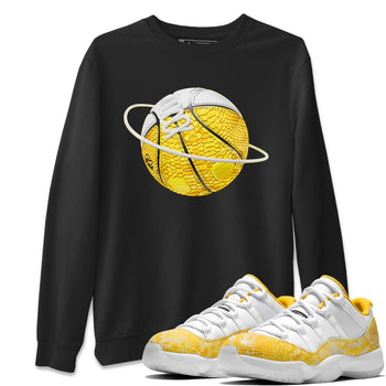 Air Jordan 11 Yellow Python Sneaker Match Tees Basketball Planet Sneaker Tees AJ11 Yellow Python Sneaker Release Tees Unisex Shirts Black 1