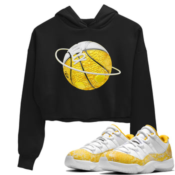 Air Jordan 11 Yellow Python Sneaker Match Tees Basketball Planet Sneaker Tees AJ11 Yellow Python Sneaker Release Tees Women's Shirts Black 1
