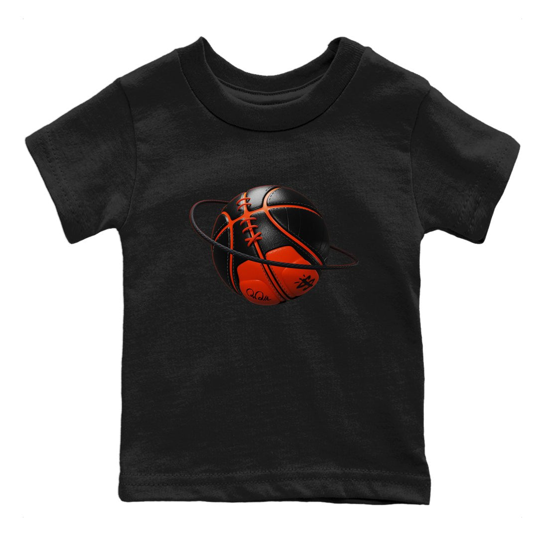 Air Jordan 12 Brilliant Orange Sneaker Match Tees Basketball Planet Sneaker Tees AJ12 Brilliant Orange Sneaker Release Tees Kids Shirts Black 2