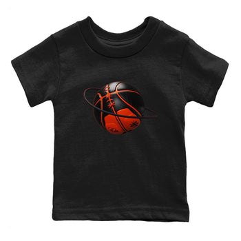 Air Jordan 12 Brilliant Orange Sneaker Match Tees Basketball Planet Sneaker Tees AJ12 Brilliant Orange Sneaker Release Tees Kids Shirts Black 2