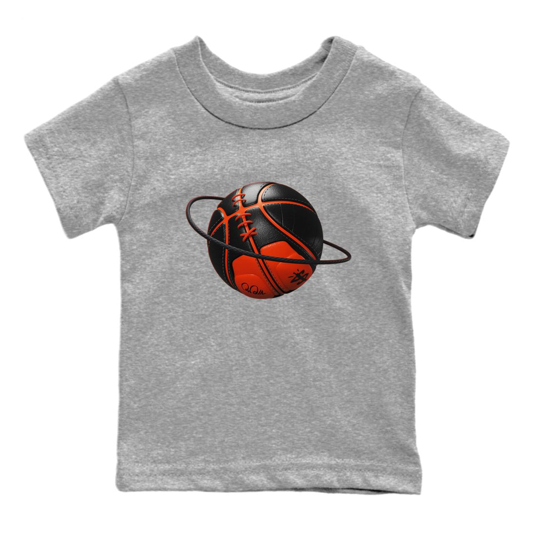 Air Jordan 12 Brilliant Orange Sneaker Match Tees Basketball Planet Sneaker Tees AJ12 Brilliant Orange Sneaker Release Tees Kids Shirts Heather Grey 2