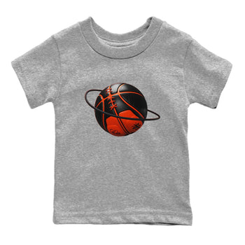 Air Jordan 12 Brilliant Orange Sneaker Match Tees Basketball Planet Sneaker Tees AJ12 Brilliant Orange Sneaker Release Tees Kids Shirts Heather Grey 2