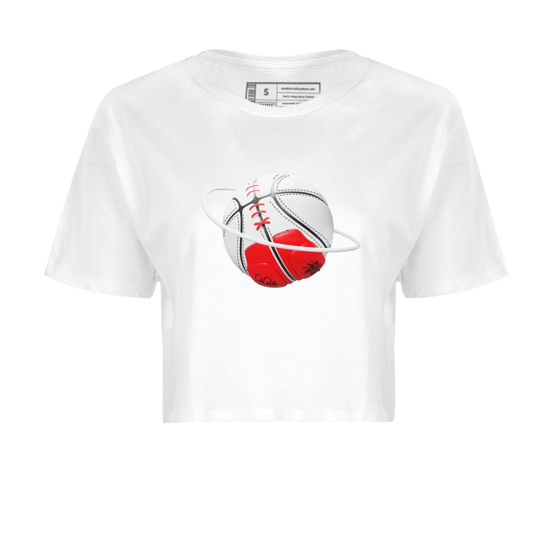 Air Jordan 12 Cherry Sneaker Match Tees Basketball Planet Sneaker Tees AJ12 Cherry Sneaker Release Tees Women's Shirts White 2