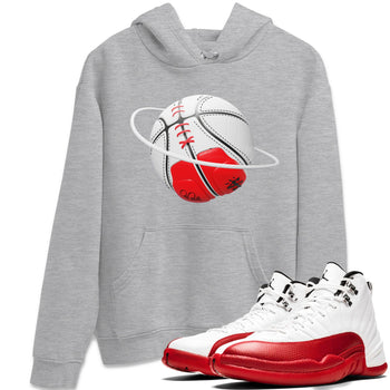 Air Jordan 12 Cherry Sneaker Match Tees Basketball Planet Sneaker Tees AJ12 Cherry Sneaker Release Tees Unisex Shirts Heather Grey 1