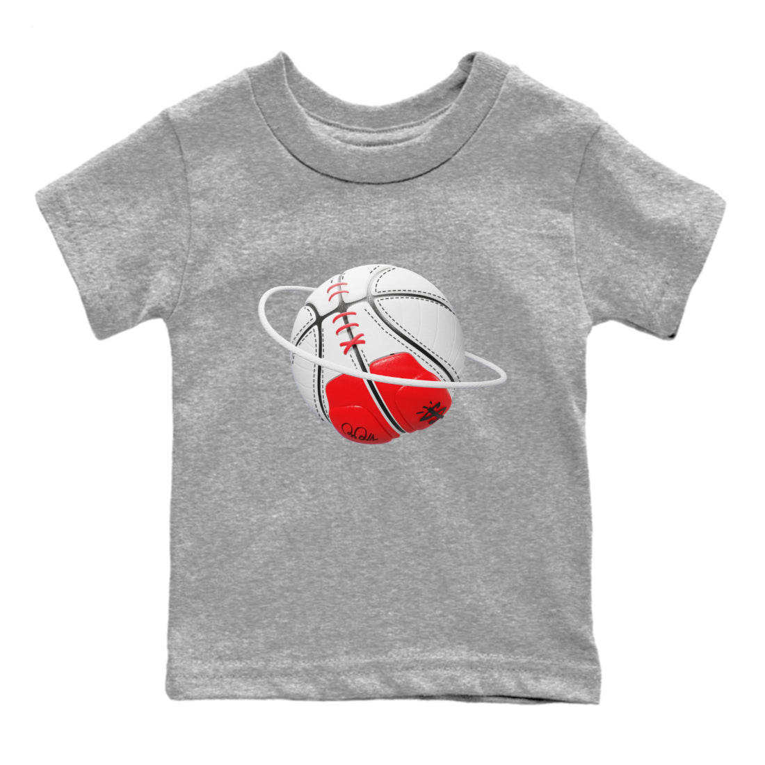 Air Jordan 12 Cherry Sneaker Match Tees Basketball Planet Sneaker Tees AJ12 Cherry Sneaker Release Tees Kids Shirts Heather Grey 2