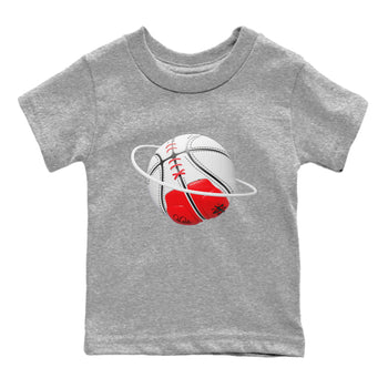 Air Jordan 12 Cherry Sneaker Match Tees Basketball Planet Sneaker Tees AJ12 Cherry Sneaker Release Tees Kids Shirts Heather Grey 2