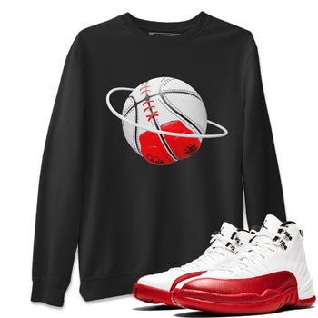 Air Jordan 12 Cherry Sneaker Match Tees Basketball Planet Sneaker Tees AJ12 Cherry Sneaker Release Tees Unisex Shirts Black 1