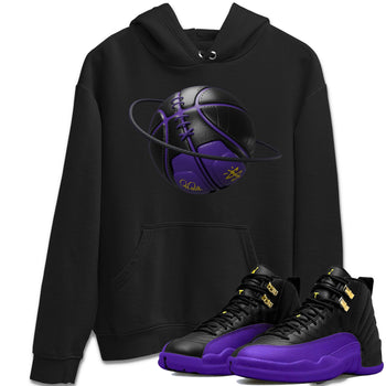 Air Jordan 12 Field Purple Sneaker Match Tees Basketball Planet Sneaker Tees AJJordan 12 Lakers Sneaker Release Tees Unisex Shirts Black 1