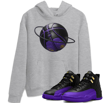 Air Jordan 12 Field Purple Sneaker Match Tees Basketball Planet Sneaker Tees AJJordan 12 Lakers Sneaker Release Tees Unisex Shirts Heather Grey 1