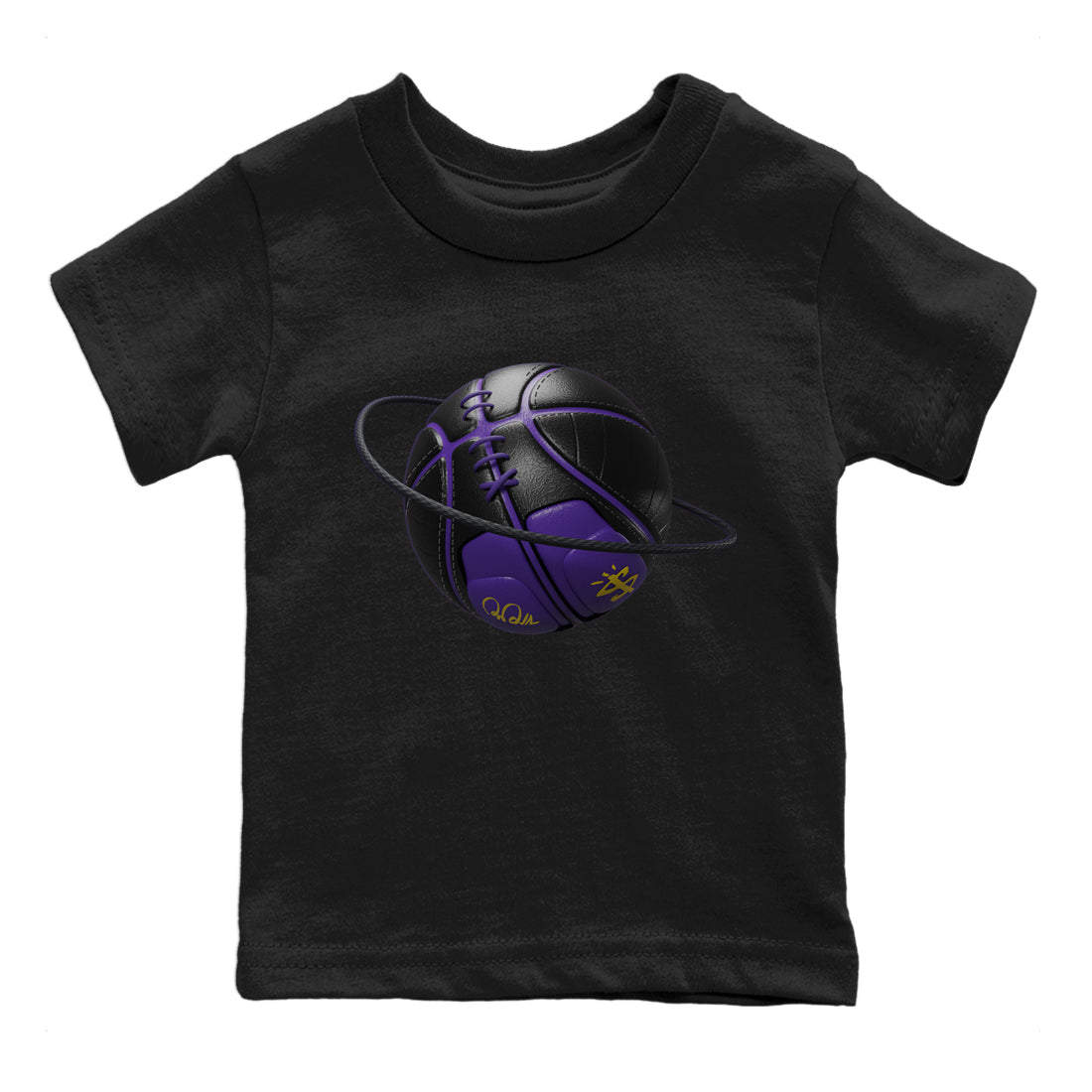 Air Jordan 12 Field Purple Sneaker Match Tees Basketball Planet Sneaker Tees AJJordan 12 Lakers Sneaker Release Tees Kids Shirts Black 2