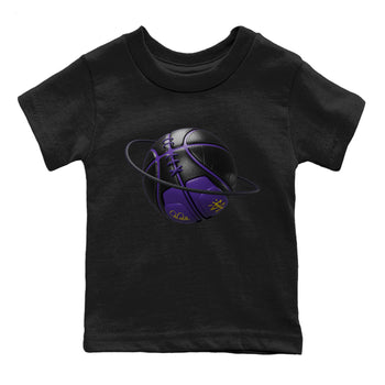 Air Jordan 12 Field Purple Sneaker Match Tees Basketball Planet Sneaker Tees AJJordan 12 Lakers Sneaker Release Tees Kids Shirts Black 2