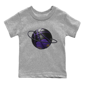 Air Jordan 12 Field Purple Sneaker Match Tees Basketball Planet Sneaker Tees AJJordan 12 Lakers Sneaker Release Tees Kids Shirts Heather Grey 2