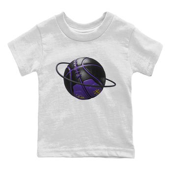 Air Jordan 12 Field Purple Sneaker Match Tees Basketball Planet Sneaker Tees AJJordan 12 Lakers Sneaker Release Tees Kids Shirts White 2