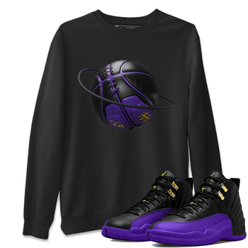 Air Jordan 12 Field Purple Sneaker Match Tees Basketball Planet Sneaker Tees AJJordan 12 Lakers Sneaker Release Tees Unisex Shirts Black 1