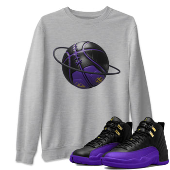 Air Jordan 12 Field Purple Sneaker Match Tees Basketball Planet Sneaker Tees AJJordan 12 Lakers Sneaker Release Tees Unisex Shirts Heather Grey 1