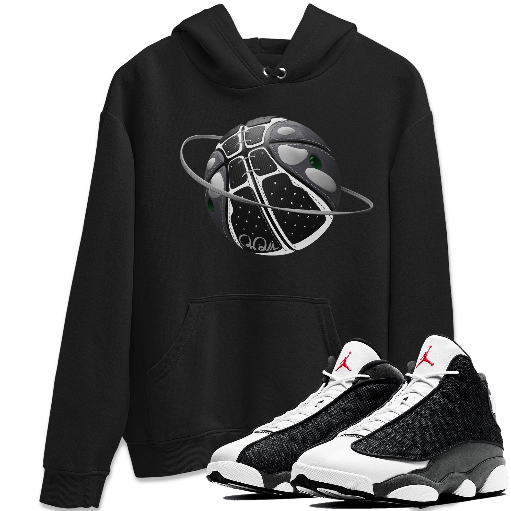 Air Jordan 13 Black Flint Sneaker Match Tees Basketball Planet Sneaker Tees AJ13 Retro Black Flint Sneaker Release Tees Unisex Shirts Black 1