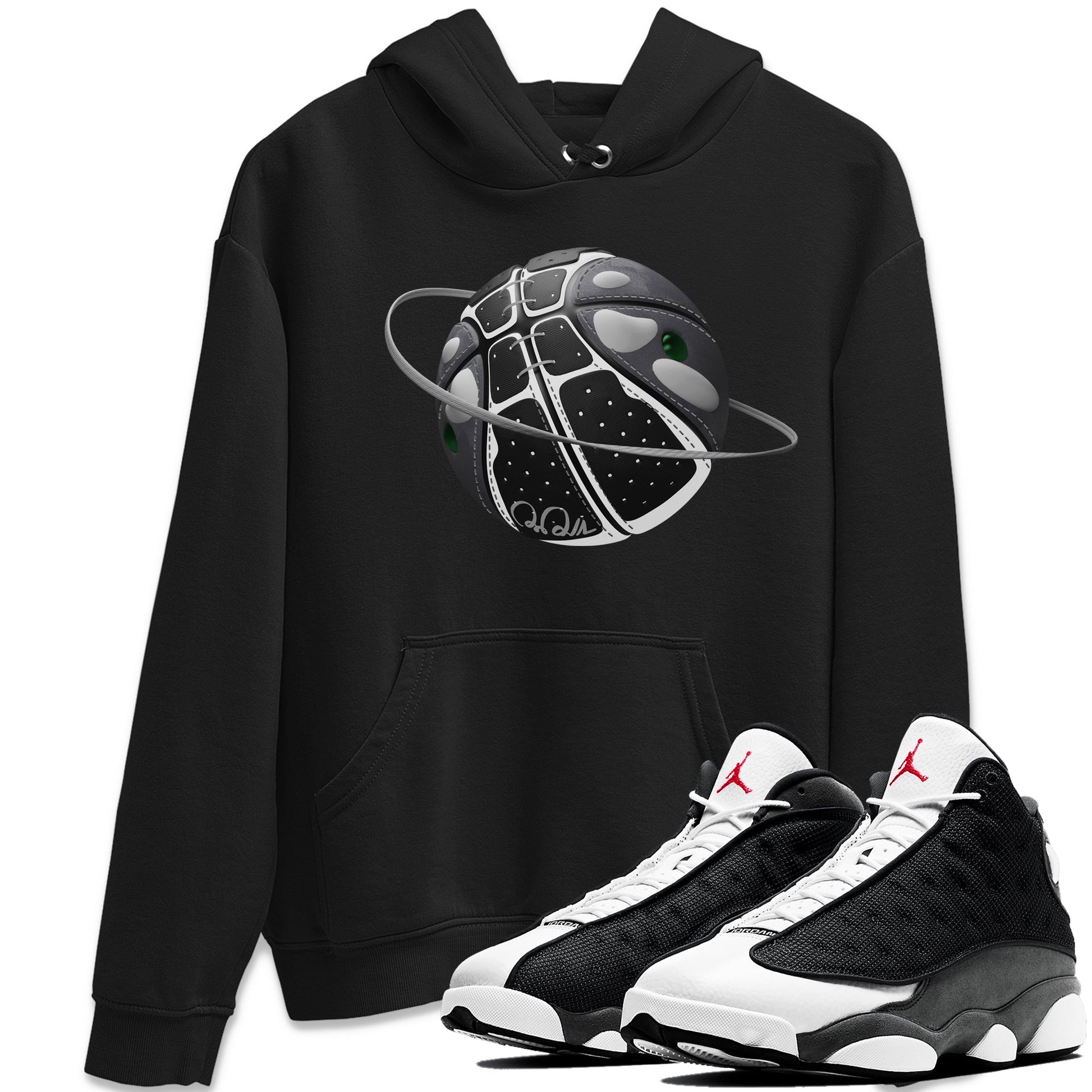 Air Jordan 13 Black Flint Sneaker Match Tees Basketball Planet Sneaker Tees AJ13 Retro Black Flint Sneaker Release Tees Unisex Shirts Black 1
