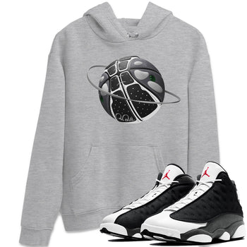 Air Jordan 13 Black Flint Sneaker Match Tees Basketball Planet Sneaker Tees AJ13 Retro Black Flint Sneaker Release Tees Unisex Shirts Heather Grey 1