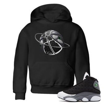 Air Jordan 13 Black Flint Sneaker Match Tees Basketball Planet Sneaker Tees AJ13 Retro Black Flint Sneaker Release Tees Kids Shirts Black 1